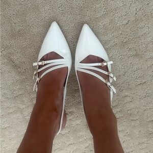 White Slingback pumps